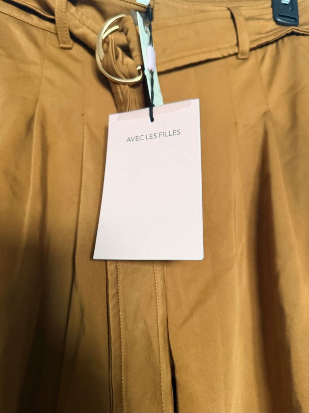 Avec Les Filles Cedar Brown Wide Leg Paperbag Belted Cuffed Pants Size 6 NWT - Picture 3 of 8